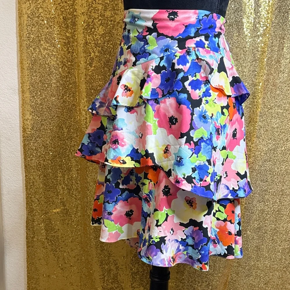 Lauren Ralph Lauren Floral Georgette  Asymmetrical Skirt
